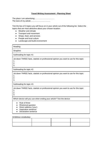 KS3 A Travel Writing Unit | Teaching Resources