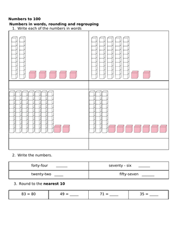 Numbers in words, rounding and regrouping assessment | Teaching Resources