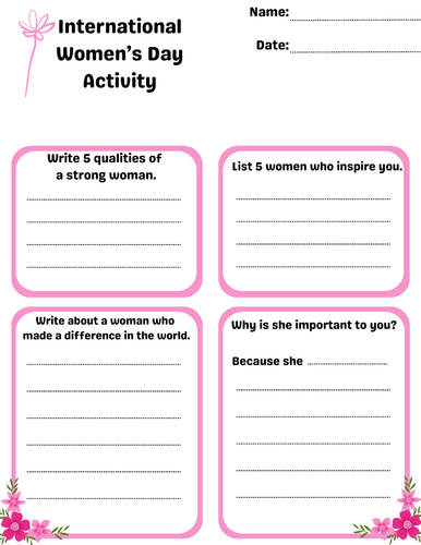 International Women’s Day Writing Activity | Inspiring Women Worksheet ...