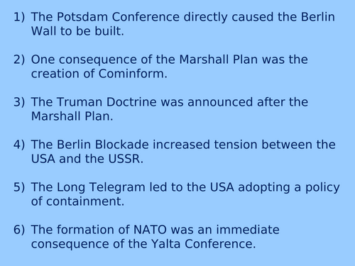 Cold War Origins (1941–58): Consequence True/False Quiz – Exam Skills ...