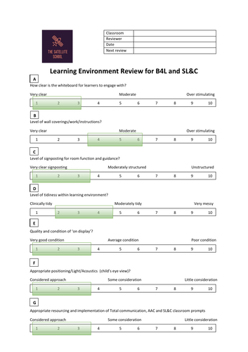 Learning Environment Review for B4L and SL&C | Teaching Resources