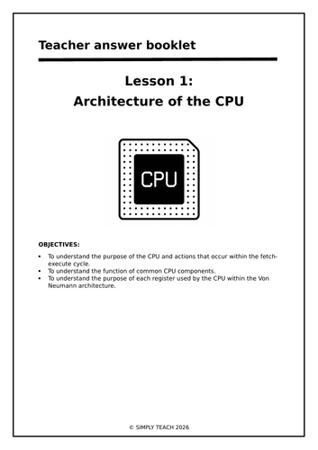 OCR GCSE CS - L1: Architecture of the CPU | Teaching Resources