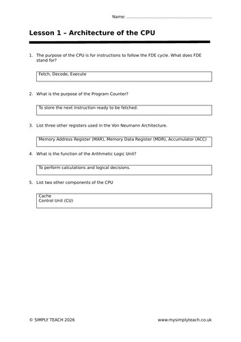 OCR GCSE CS - L1: Architecture of the CPU