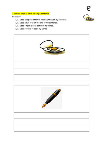 Sentence writing worksheets. Unit 1 Phonics International. suitable for ...