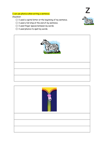 Sentence writing sheets/worksheets for unit 3 phonics international ...