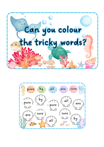 Under the Sea - Colour the Tricky Words