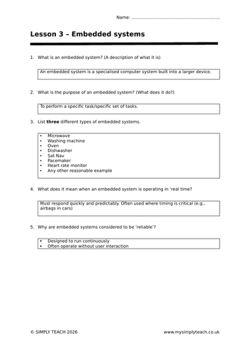 OCR GCSE CS - L3: Embedded systems