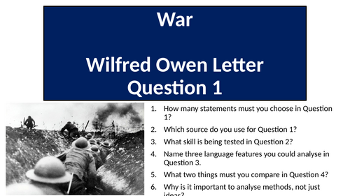 AQA English Language Paper 2 Question 1 - War (Wilfred Owen Letter)