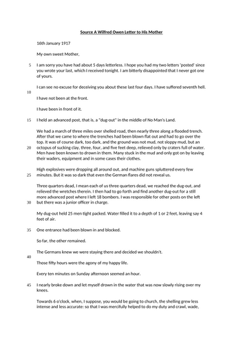AQA English Language Paper 2 Question 3 - War (Wilfred Owen Letter)