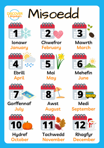 Welsh Months of the Year Vocabulary Worksheets | Bilingual Posters ...