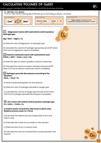 Calculating Gas Volumes (Worksheet & Answers) | Teaching Resources