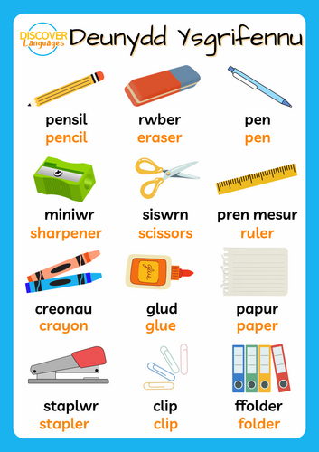 Welsh Stationery & Classroom Objects Vocabulary Worksheets and ...