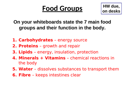 AQA GCSE Biology - B3 - Food tests
