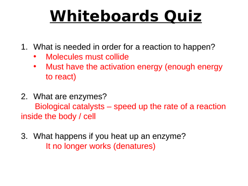 AQA GCSE Biology - B3 - Lock & Key Model