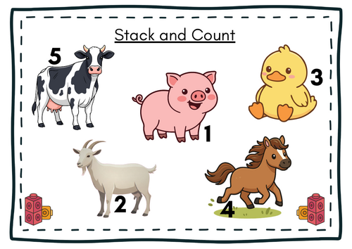 Farm stack and count activity for EYFS