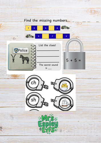 Police Themed Maths and Literacy (4 Activities) | Teaching Resources