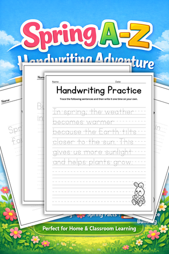 Spring A–Z Handwriting Practice Workbook – Alphabet Tracing & Seasonal ...