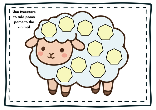 Farm funky fingers pom pom activity for EYFS