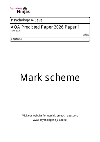 Summer 2026 Psychology A-Level AQA Predicted Paper 1 | Teaching Resources