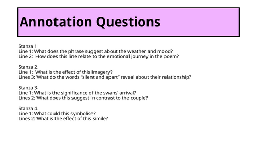 Annotations for Winter Swans by Owen Sheers