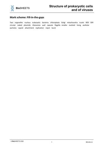 AQA A-Level Biology: 2.2 Prokaryotic cells and viruses – BioSHEETS ...