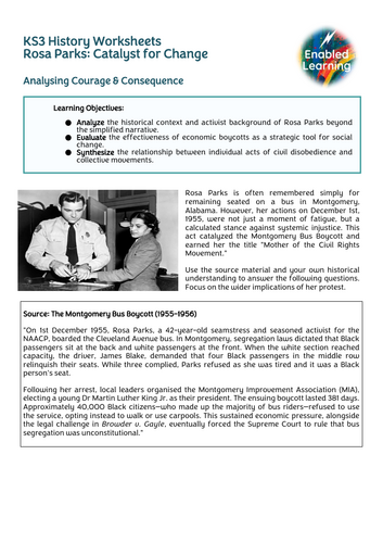 KS3 History - Rosa Parks and the Montgomery Bus Boycott | Teaching ...