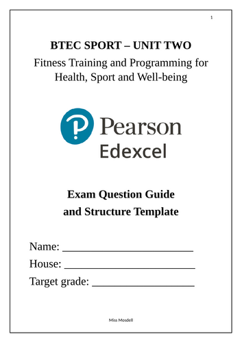 BTEC Sport Unit 2: Fitness Training and Programming - Exam Question ...