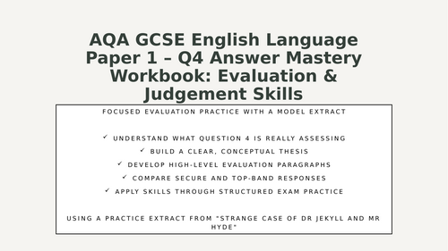 AQA GCSE English Language Paper 1 Q4 Answer Mastery Lessons (Evaluation ...