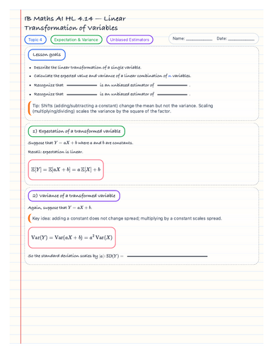 IB Maths AI HL 4.14 – Linear Transformation of Variables Notes ...