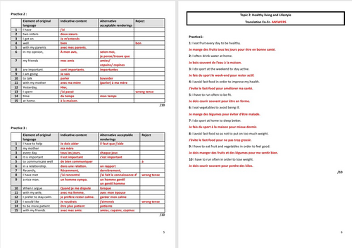 Translation En-Fr Practice Theme 1- GCSE French | Teaching Resources