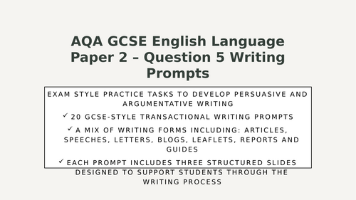 AQA GCSE English Language Paper 2 Q5 Transactional Writing Prompts ...