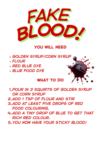 Fake Blood Recipe - Simple Science/Sensory Activity | Teaching Resources