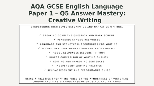 AQA GCSE English Language Paper 1 Q5 Answer Mastery Lessons (Creative ...