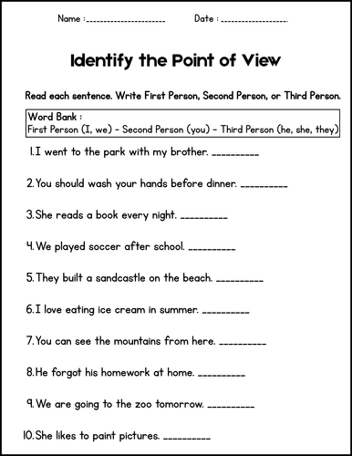 Perspectives and Points of View Activities Worksheets 2nd 3rd 4th 5th ...