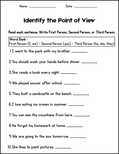 Perspectives and Points of View Activities Worksheets 2nd 3rd 4th 5th ...