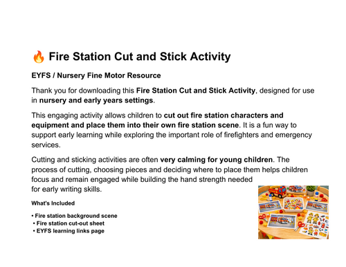 Fire Station Cut and Stick Activity | EYFS Fine Motor Skills | People ...