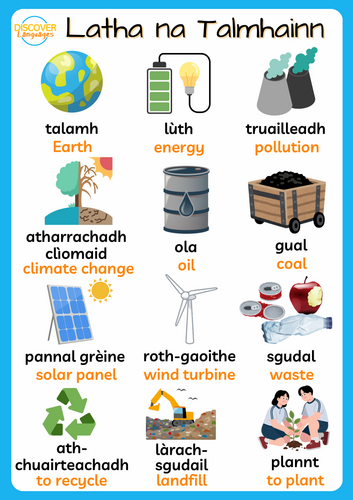Scots Gaelic Earth Day Vocabulary Worksheets and Posters | Latha na ...