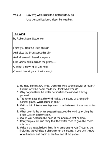 KS2 KS3 Short poem homeworks cover similes metaphors reading writing ...