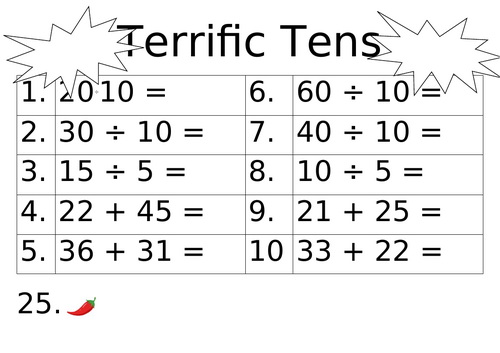 Maths starters Year 2 | Teaching Resources