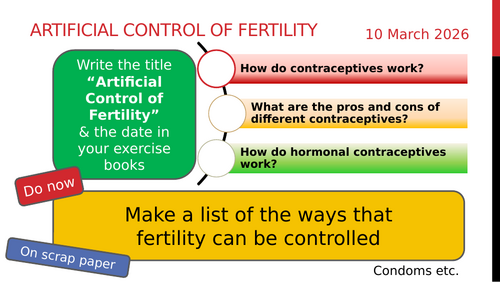 GCSE AQA Biology Homeostasis: Contraception | Teaching Resources