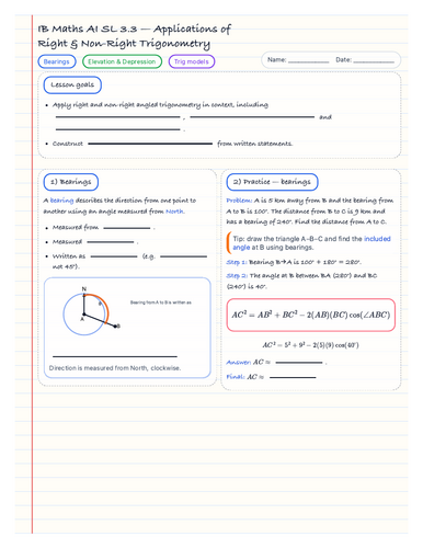 IB Maths AI SL 3.3 - Applications of Right & Non-Right Trigonometry ...