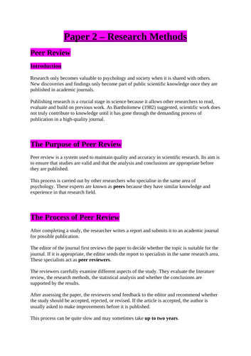 What is the purpose and process of the peer review method? A-Level ...