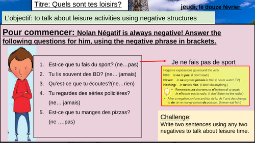 Year 8 French | Quels sont tes loisirs? | Free Time Activities| Three ...