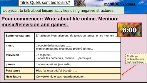 Year 8 French | Quels sont tes loisirs? | Free Time Activities| Three ...