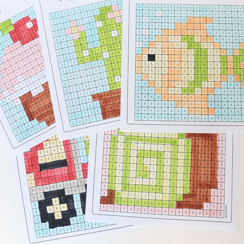 Pixel Art Color by Number – Hidden Picture Math Activity (Numbers 1–6 ...