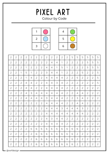 Pixel Art Color by Number – Hidden Picture Math Activity (Numbers 1–6 ...