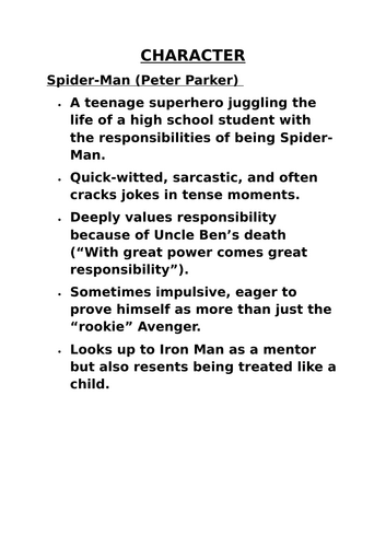 Spider-Man Creative Writing GCSE Resource (Powerpoint + Worksheet ...