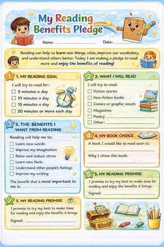 Reading Pledge Worksheet