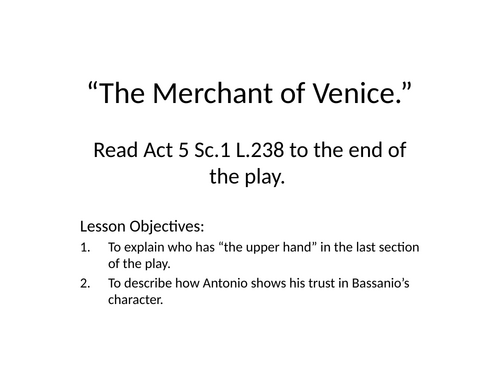 The Merchant of Venice - Act 5, Scene 1 | Teaching Resources