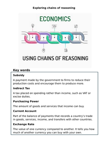 AQA Economics - chains of reasoning | Teaching Resources